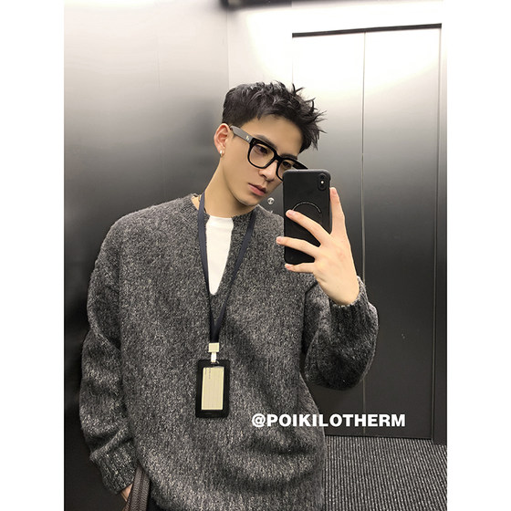 PLTH*Winter Retro Warm Vedic Vedic Pure Color Sweet Sweed Sweed Cousin Cousin Jacket Autumn Couple Sweater
