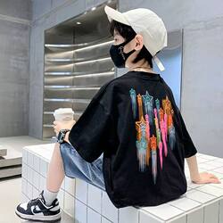 Boys' Short-Sleeved Pure Cotton T-Shirt 2026 New Style Medium and Large Children's Clothing Half-Sleeved Summer Handsome Boy Loose Top