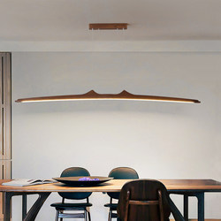 Walnut Wood Dining Room Chandelier Modern Minimalist New Chinese Style Linear Strip Light Zen Tea Room Bar Table Chandelier
