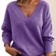 Amazon's new cross-border European and American style pullover sweater for women loose V-neck casual versatile sweater for women
