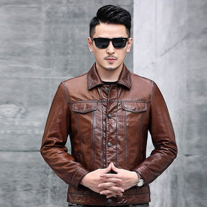 
This year's popular specials, new trends, Haining men's leather jackets, first-layer cowhide, oil-wax motorcycle suits, genuine leather jackets