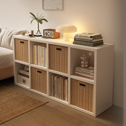 Framed Lattice Cabinet Children's Multifunctional Storage Cabinet Bedroom Room Home French Cream Style Floor-Standing Bookshelf Against the Wall