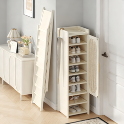 Folding Shoe Rack, Small and Narrow, for Entryway, Multi-Layer, Dustproof, with Door, Shoe Cabinet, No Installation Required, Indoor Corner Shoe Storage Cabinet