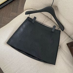 
FASC homemade black leather skirt skirt for hot girls in autumn and winter, thin A-line hip-hugging leather skirt