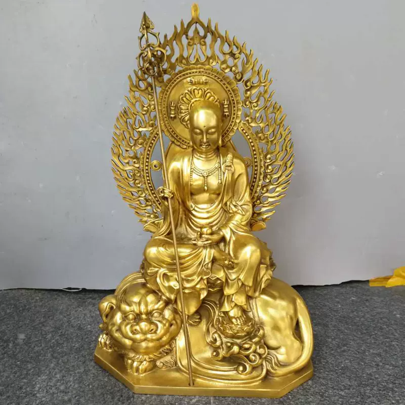 銅制 神獣 諦聴 地蔵王菩薩坐騎 仏壇 置物 美品 地藏