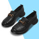 Large size women's shoes 41 to 43 spring and autumn new genuine leather single shoes Loafer round toe thick heel thick sole wide foot fat foot leather shoes 42