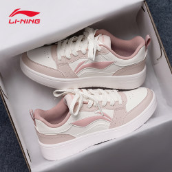 Li-Ning Women's Sneakers Yuanbao 2025 Autumn New Casual Shoes Pink Thick-Soled Skateboard White Sneakers Sports Shoes