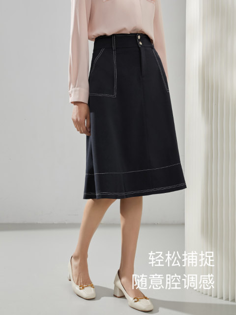 Women's 2025 summer dress new high-waist slim and versatile mid-length skirt temperament large size hip-packing A-line skirt
