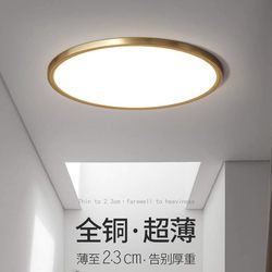 2025 New Ultra-Thin All-Copper Ceiling Lamp Led Super Bright Mosquito-Proof Moisture-Proof Three-Color Remote Control Balcony Bedroom Lighting