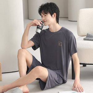 
2026 New Modal Pajamas Men's Summer Short Sleeve Shorts Teenagers Outerwear Casual Home Wear Suit