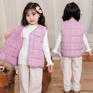 
2025 autumn and winter new children's cotton vest for boys and girls plus velvet thickened Arctic velvet for children inside and outside