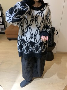 
Retro jacquard color block thickened sweater pullover sweater autumn and winter new women's loose top