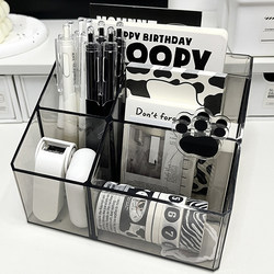 Large-Capacity Pen Holder Storage Box Student Office Dormitory Desktop Storage Rack Stationery Multi-Compartment Acrylic Organizer Box