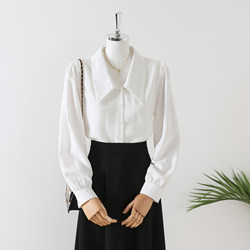 White Long-Sleeved Shirt for Women, Early Spring, Light and Sophisticated French Design, Professional Interview Formal Wear, V-Neck Chiffon Blouse