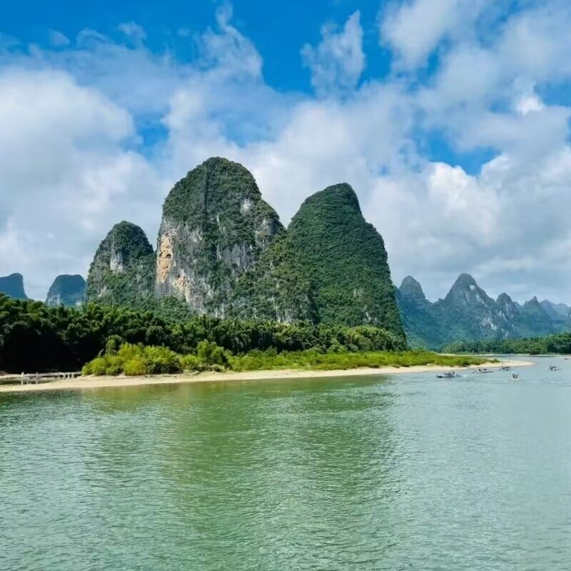 【私家团】 桂林到阳朔漓江游船票三星船遇龙河竹筏纯玩一日旅游