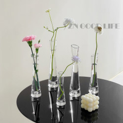 ins Small Vase, Glass, Transparent, for Fresh Flowers, Hydroponics, Mini Flower Vessel, Hotel Flower Arrangement Decoration, Simple and Modern