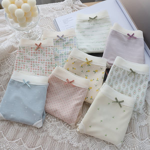 
Caitian fresh and sweet modal cotton printed soft comfortable thin breathable medium and high waist hip girl underwear