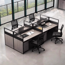 Staff Desk and Chair Combination Simple Modern Double Four-Person Workstation Staff Table Six-Person Screen Office Deck