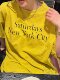 Unique SEI summer street versatile simple letter pattern printed yellow loose short-sleeved T-shirt top
