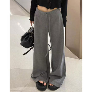 孕妇阔腿裤子冬季外穿加绒2025新款垂感托腹直筒休闲糯米拖地长裤