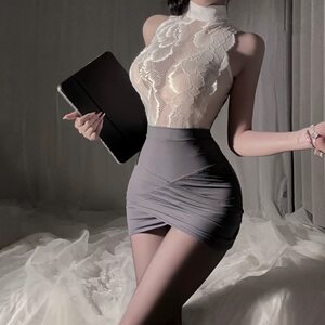 
Private small tricks pure desire secretary uniform cos lace pajamas women's hip skirt date bed free qqny