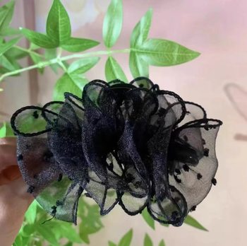 2025 new black swan organza seersucker temperament grab clip high luxury shark clip