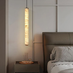 New Chinese-Style All-Copper Marble Chandelier, Simple Living Room Background Wall, Dining Room Bar Counter, Cylindrical Designer Bedside Small Chandelier