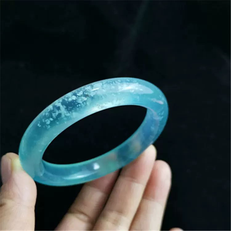 珠宝玉石 手镯 玉石手镯天然水草玉镯金草58口女镯蛇纹石玉镯岫玉镯子珠宝玉器