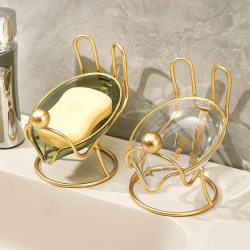 Light luxury soap box drain soap rack PET cartoon transparent soap box home bathroom high-end hot stamping storage