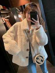 Korean style short sherpa cardigan for little people