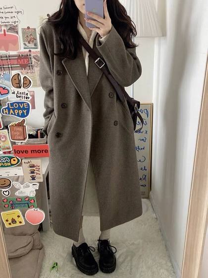 Woolen coat for women, mid-length and small, 2025 new autumn and winter high-end Hepburn style knee-length woolen coat