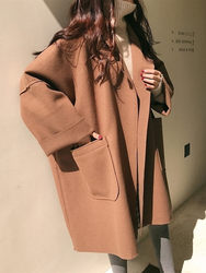 Mid-length loose large size cashmere coat woolen jacket
