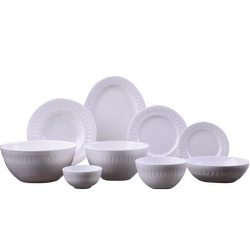 Creative and practical pure white bone china relief banquet dishes
