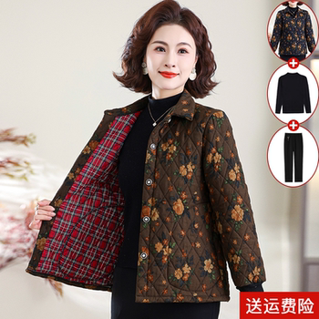 
Mom's Autumn and Winter Floral Warm Cotton Jacket, Versatile