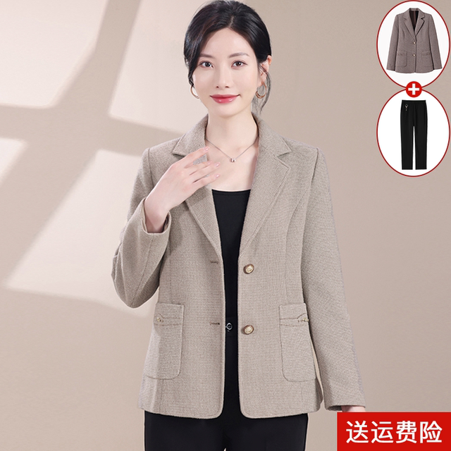 Middle-aged mother autumn suit jacket 2025 new middle-aged and elderly women's spring and autumn short fashion small suit top
