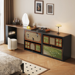 Meishida Vintage-Style Steel Dressing Table and Chest of Drawers Integrated Bedroom Retro Small Wrought Iron Vanity Table with Extendable Feature