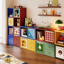Meishida Second-Hand Colorful Children's Bookshelf Floor-Standing Storage Rack Kallax Combination Grid Cabinet Bookcase Storage Cabinet Integrated