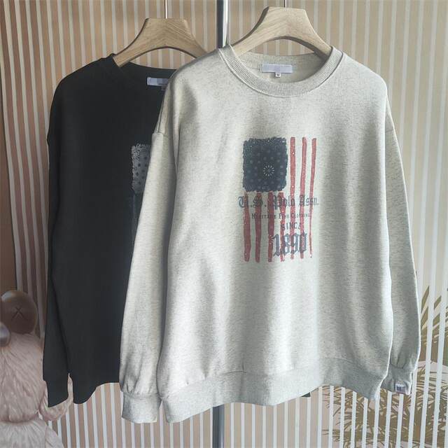 Neon Home 25 Spring Round Neck Retro Aged Thin Velvet Logo Long Sleeve Loose Knitted Top Sweatshirt Women's Clothing 11