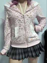 Pink Leopard Print* Hooded Jacket｜Foreign Trade Sweater Y2K Vintage Subculture Cardigan Thickened Sweatshirt Edgeball