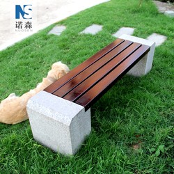 Solid Wood Park Chairs with Marble Seats, Outdoor Garden Stone Benches, Anti-Corrosion Solid Wood Stone Long Chairs, Square Benches