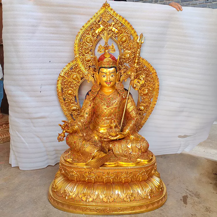 銅製細工 極上品 蓮花生大士像 古仏像 供養品 密宗 風水置物 館蔵 佳品