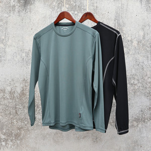 
Water-absorbent and quick-drying polartec power dry sweat-wicking checkered breathable elastic sports hiking men's long-sleeved T-shirt