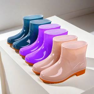 
Women's boots, rain boots, women's fashionable style, water-wearing shoes, women's plus cotton rain boots, short tube, medium tube, waterproof and non-slip rubber shoes, new style
