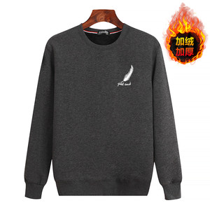 
velvet thickened warm sweatshirt for men with velvet long-sleeved T-shirt plus size round neck base shirt dad men's clothing