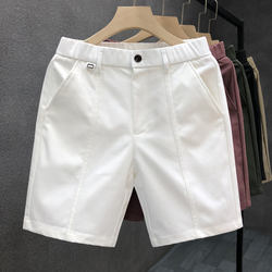 Imported White Casual Shorts for Men, Trendy and Stylish, Suitable for Wearing Outside, Five-Point Pants, Men's Summer Mid-Length Shorts