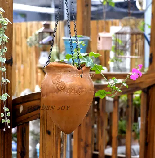 爱上花园细质陶盆橘瓣吊盆 秘密花园无孔