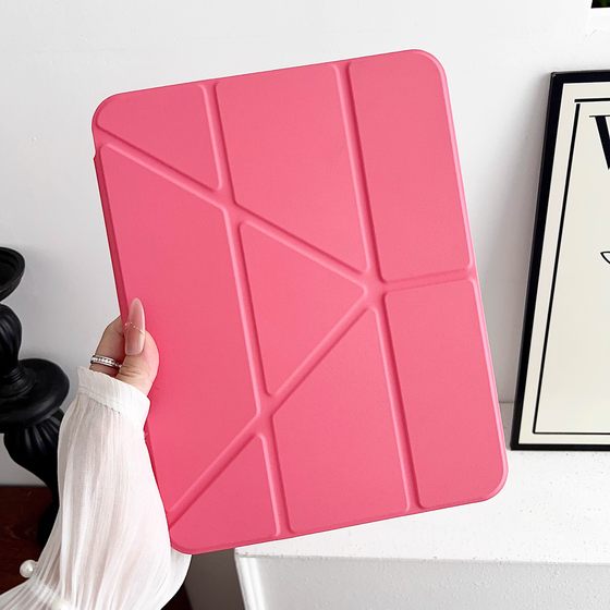 
New iPad11 protective case 2025 pen tray suitable for 11-inch iPad case 3Y folding Apple tablet protective case air6/7 thin acrylic mini7 magnetic transparent anti-bending yellow anti-fall red
