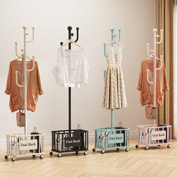 Floor-Standing Clothes and Bag Rack, Movable Bedroom Coat Rack, Home Luxury-Style Floor-Standing Clothes Drying and Storage Rack for Living Room