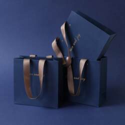 Father's Day Gift Bag, High-End Paper Bag, Clothing Store Women's Clothing Handbag, Blue Kraft Paper Gift Packaging
