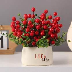 Simulated Red Fruit Fortune Fruit Life Bottle Decoration Peace and Joy Housewarming Auspicious Festive Floral New Year Decoration Floral Art